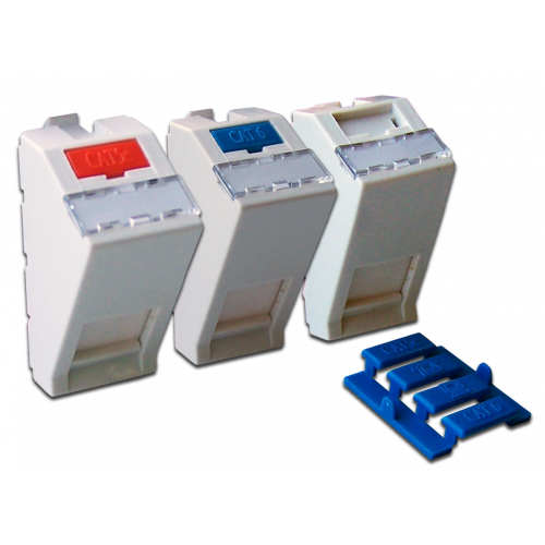 Вставка 22.5x45 на 1 кейстоун, угловая, со шторкой, маркировкой и иконками, белая